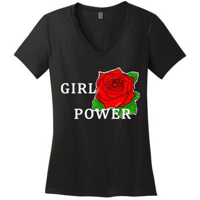 Girl Power Rose Women's V-Neck T-Shirt
