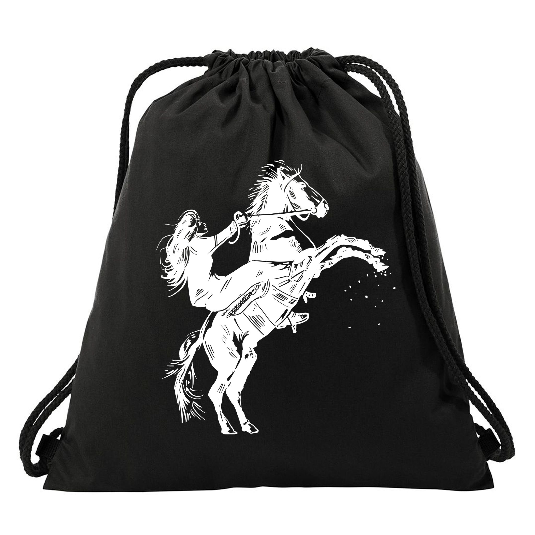 Girl Riding Horse Equitation Drawstring Bag