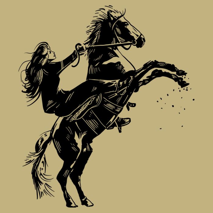 Girl Riding Horse Equitation Button