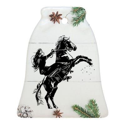 Girl Riding Horse Equitation Ceramic Bell Ornament