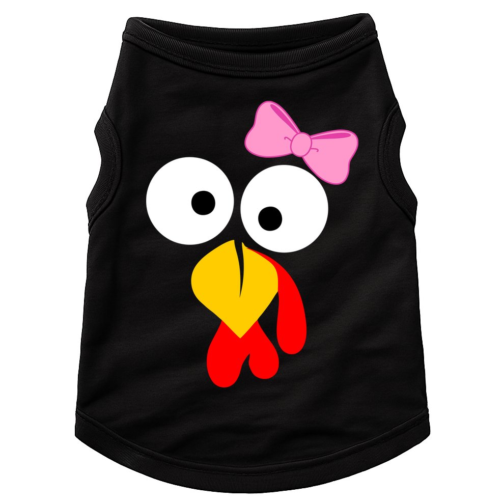 Girl Turkey Face Pink Bow Thanksgiving Day Doggie Tank