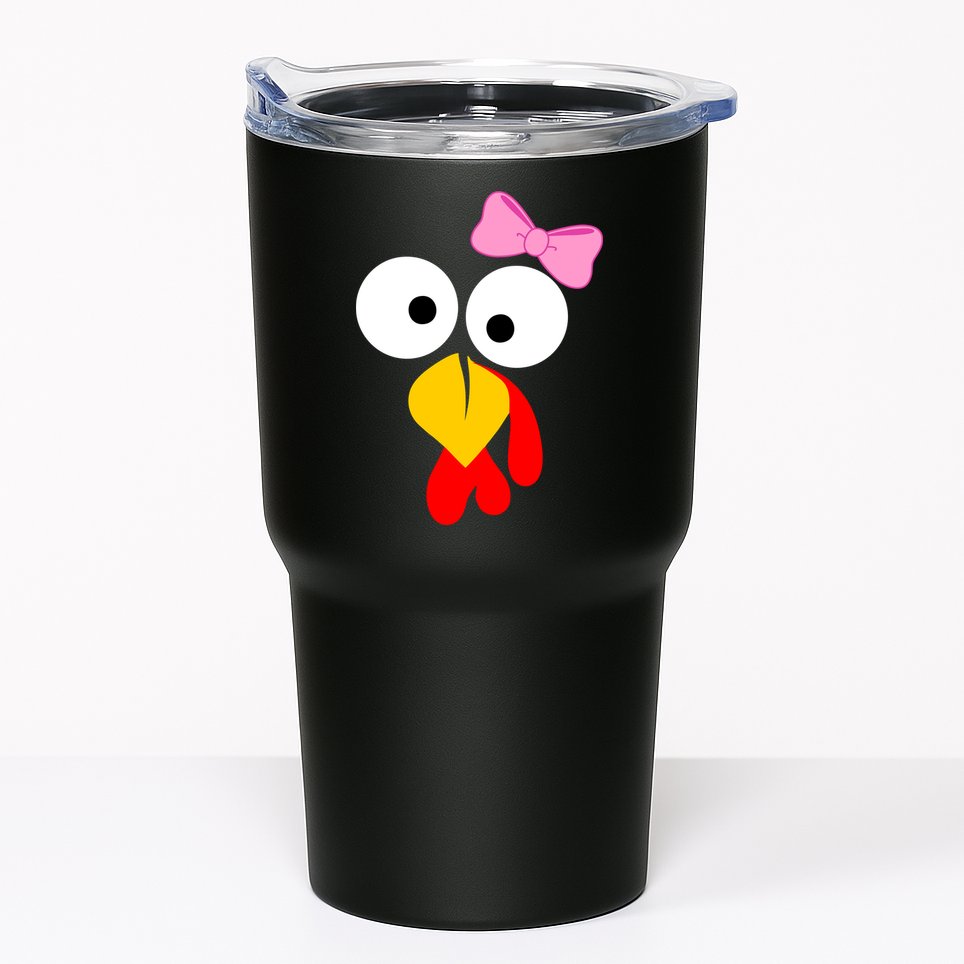 Girl Turkey Face Pink Bow Thanksgiving Day Tumbler