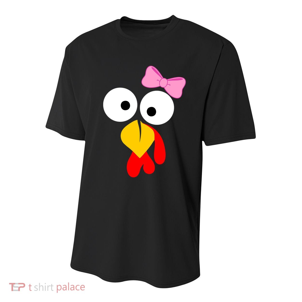 Girl Turkey Face Pink Bow Thanksgiving Day Youth Performance Sprint T-Shirt
