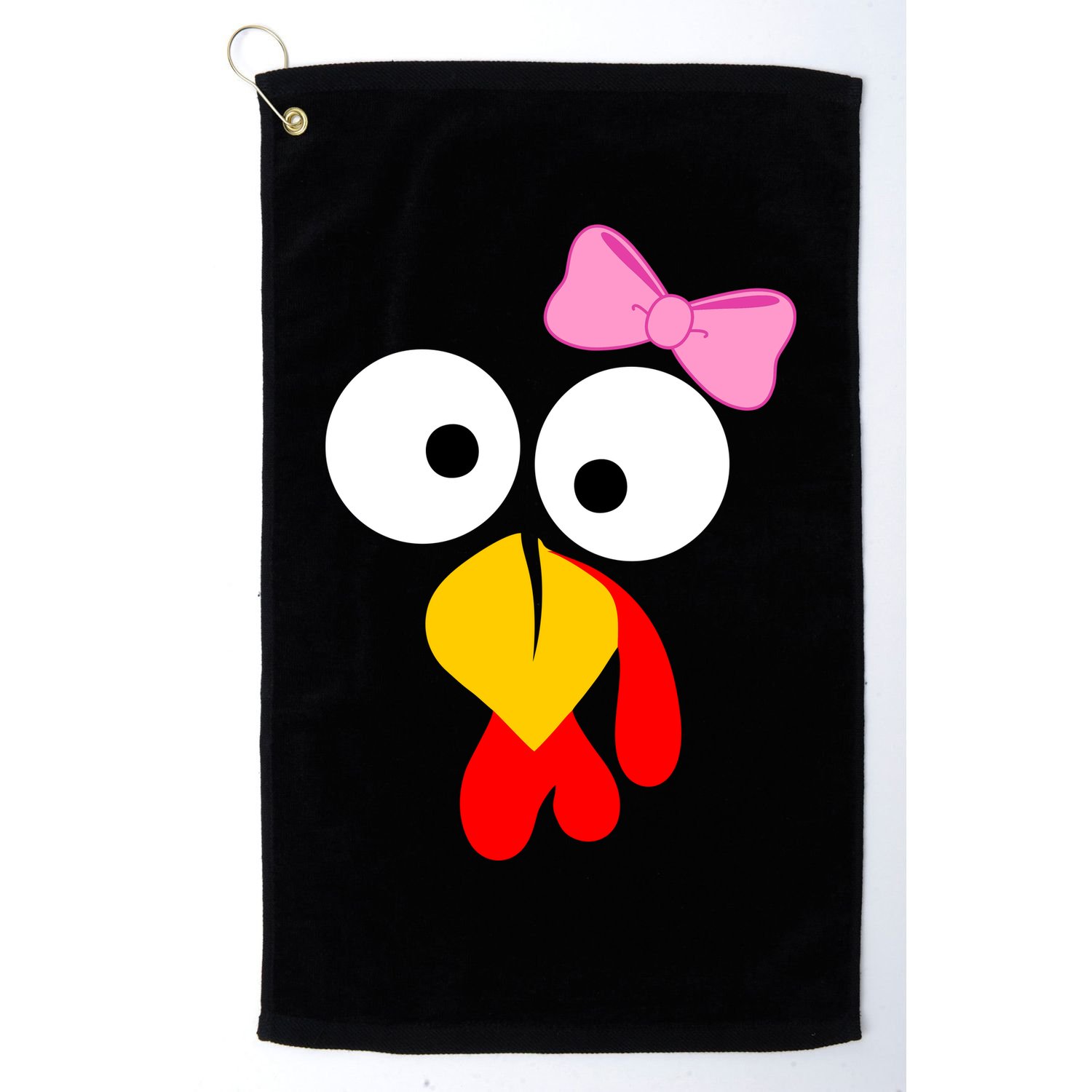Girl Turkey Face Pink Bow Thanksgiving Day Golf Towel