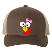 Girl Turkey Face Pink Bow Thanksgiving Day Yupoong Adult 5-Panel Trucker Hat