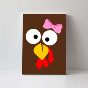 Girl Turkey Face Pink Bow Thanksgiving Day Canvas