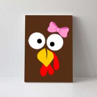 Girl Turkey Face Pink Bow Thanksgiving Day Canvas