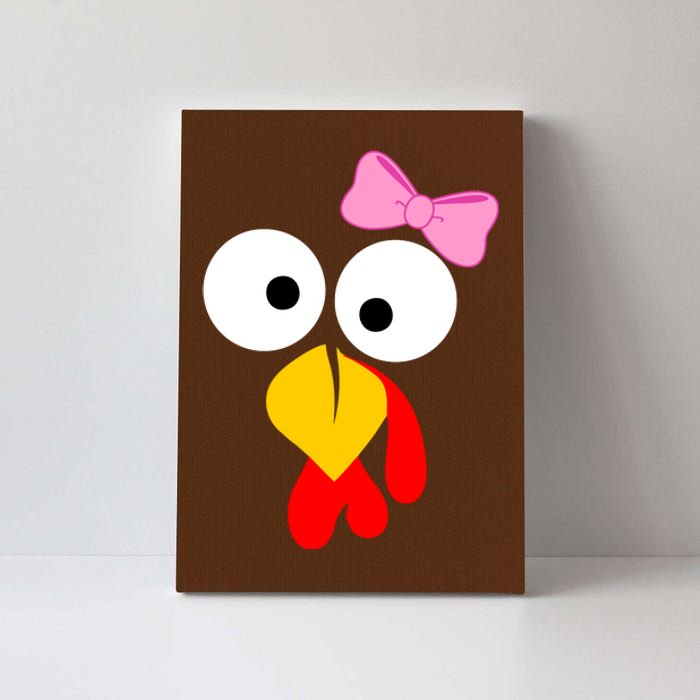 Girl Turkey Face Pink Bow Thanksgiving Day Canvas