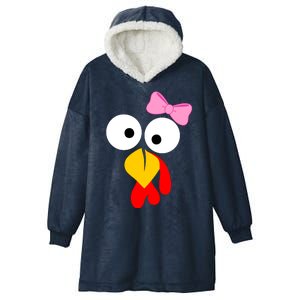 Girl Turkey Face Pink Bow Thanksgiving Day Hooded Wearable Blanket