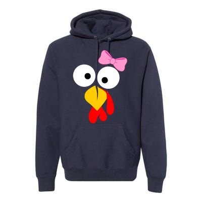 Girl Turkey Face Pink Bow Thanksgiving Day Premium Hoodie