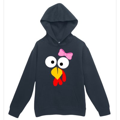 Girl Turkey Face Pink Bow Thanksgiving Day Urban Pullover Hoodie