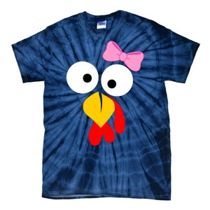 Girl Turkey Face Pink Bow Thanksgiving Day Tie-Dye T-Shirt