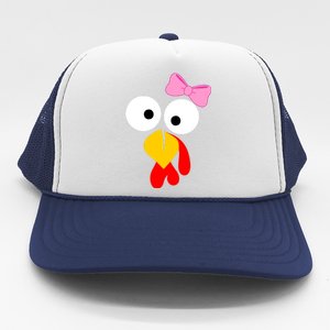 Girl Turkey Face Pink Bow Thanksgiving Day Trucker Hat