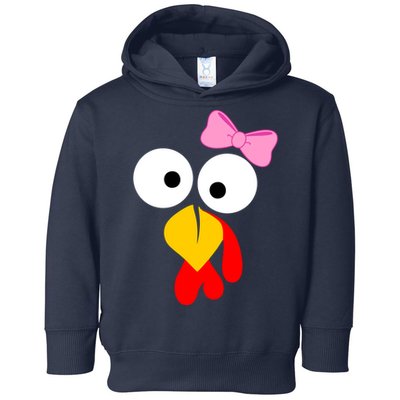 Girl Turkey Face Pink Bow Thanksgiving Day Toddler Hoodie