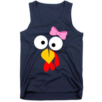 Girl Turkey Face Pink Bow Thanksgiving Day Tank Top