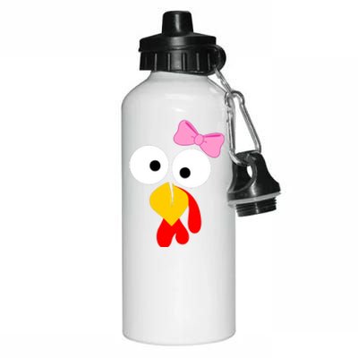 Girl Turkey Face Pink Bow Thanksgiving Day Aluminum Water Bottle