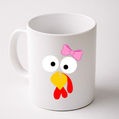 Girl Turkey Face Pink Bow Thanksgiving Day Coffee Mug