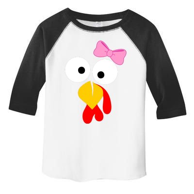 Girl Turkey Face Pink Bow Thanksgiving Day Toddler Fine Jersey T-Shirt