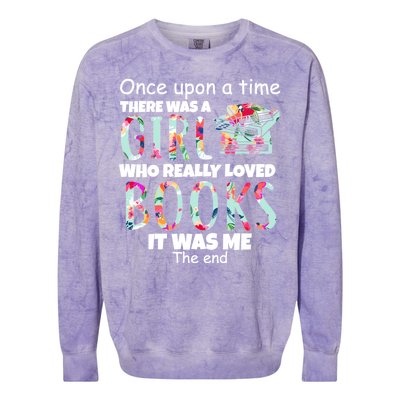 Girl Who Loves Reading Colorblast Crewneck Sweatshirt