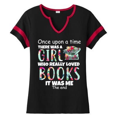 Girl Who Loves Reading Ladies Halftime Notch Neck Tee