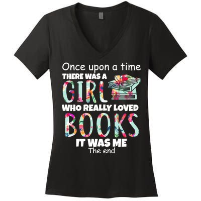 Girl Who Loves Reading Women's V-Neck T-Shirt