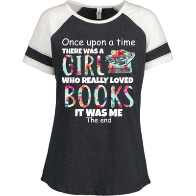 Girl Who Loves Reading Enza Ladies Jersey Colorblock Tee