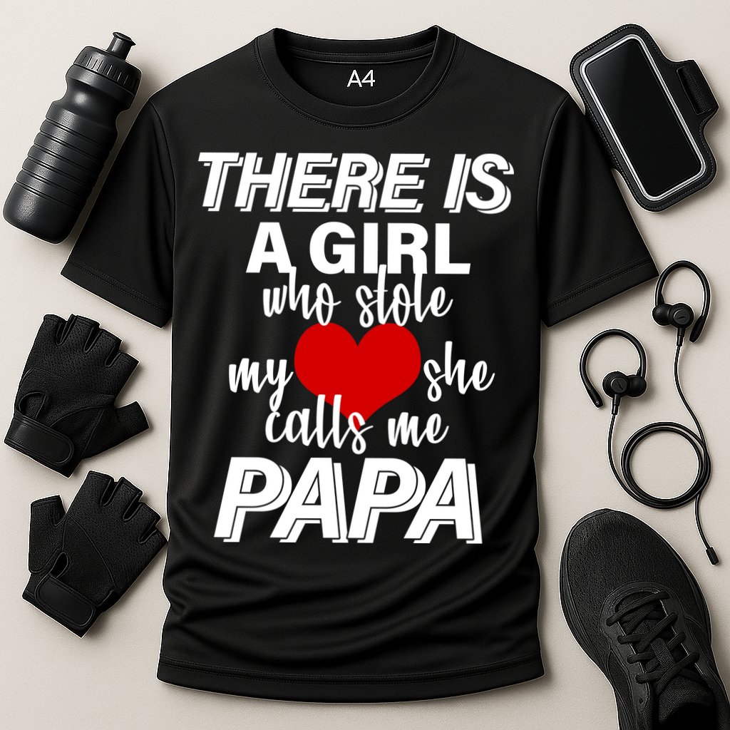 Girl Who Stole My Heat Calls Me Papa Fathers Day Cooling Performance Crew T-Shirt