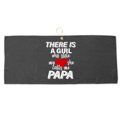 Girl Who Stole My Heat Calls Me Papa Fathers Day Large Microfiber Waffle Golf Towel