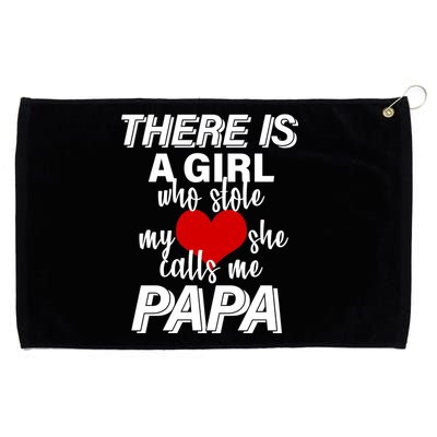 Girl Who Stole My Heat Calls Me Papa Fathers Day Grommeted Golf Towel