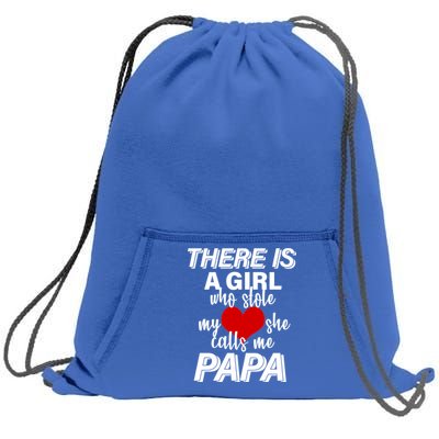 Girl Who Stole My Heat Calls Me Papa Fathers Day Sweatshirt Cinch Pack Bag