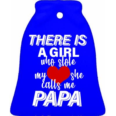 Girl Who Stole My Heat Calls Me Papa Fathers Day Ceramic Bell Ornament