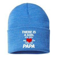 Girl Who Stole My Heat Calls Me Papa Fathers Day Sustainable Knit Beanie