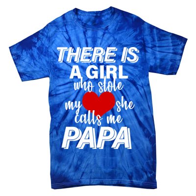 Girl Who Stole My Heat Calls Me Papa Fathers Day Tie-Dye T-Shirt