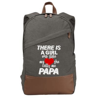 Girl Who Stole My Heat Calls Me Papa Fathers Day Cotton Canvas Backpack