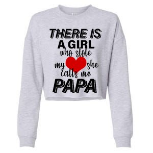 Girl Who Stole My Heat Calls Me Papa Fathers Day Cropped Pullover Crew