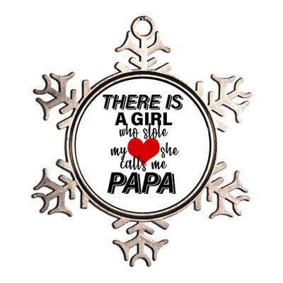 Girl Who Stole My Heat Calls Me Papa Fathers Day Metallic Star Ornament