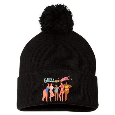 Girls Are Magic Pom Pom 12in Knit Beanie