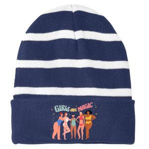 Girls Are Magic Striped Beanie with Solid Band