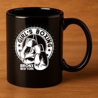 Girl's Boxing Bronx New York 11oz C Handle Ceramic Mug