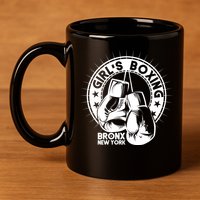 Girl's Boxing Bronx New York 11oz C Handle Ceramic Mug