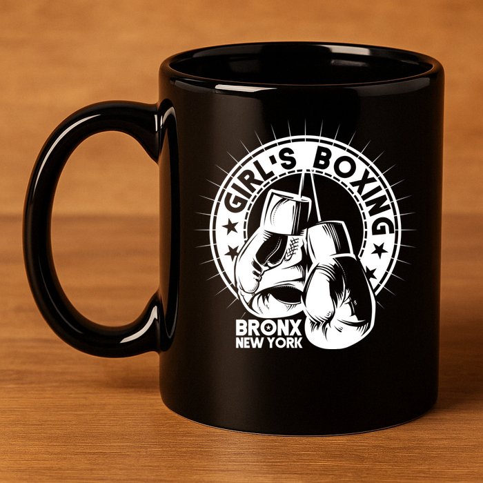 Girl's Boxing Bronx New York 11oz C Handle Ceramic Mug