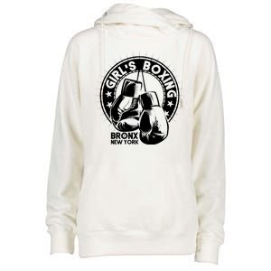 Girl's Boxing Bronx New York Womens Funnel Neck Pullover Hood