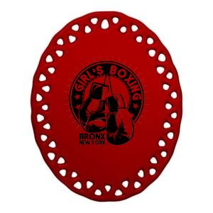 Girl's Boxing Bronx New York Ceramic Oval Ornament