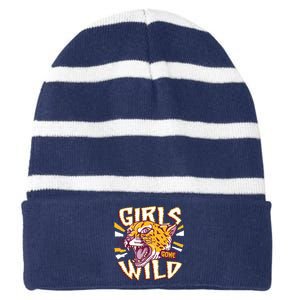 Girls Gone Wild Cheetah Striped Beanie with Solid Band