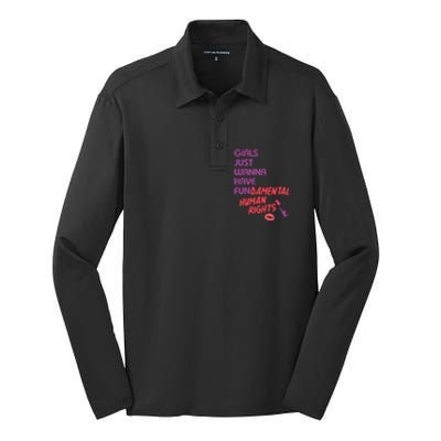 Girls Just Wanna Have Fun-damental Human Rights Silk Touch Performance Long Sleeve Polo