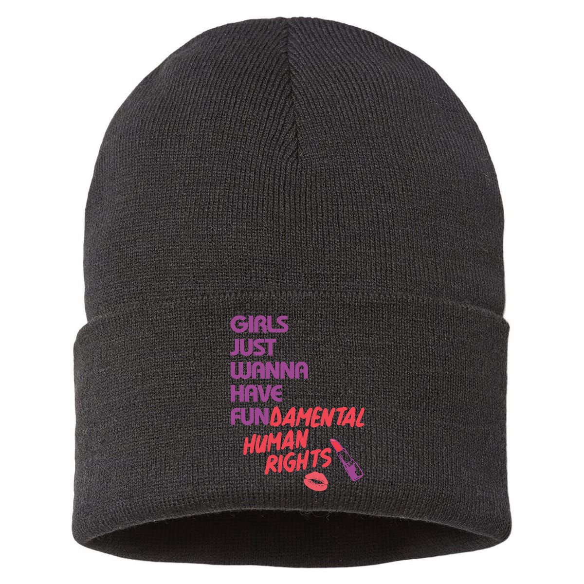Girls Just Wanna Have Fun-damental Human Rights Sustainable Knit Beanie