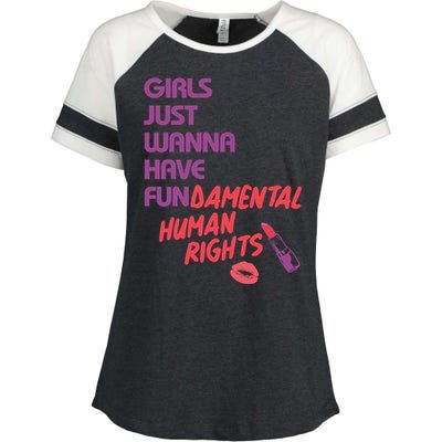 Girls Just Wanna Have Fun-damental Human Rights Enza Ladies Jersey Colorblock Tee