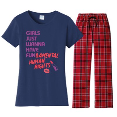 Girls Just Wanna Have Fun-damental Human Rights Women's Flannel Pajama Set