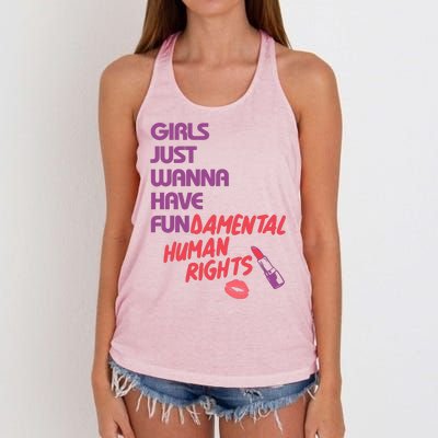 Girls Just Wanna Have Fun-damental Human Rights Women's Knotted Racerback Tank