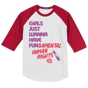 Girls Just Wanna Have Fun-damental Human Rights Kids Colorblock Raglan Jersey